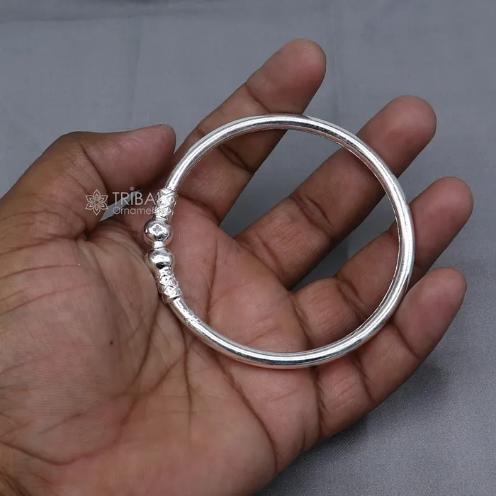 TRIBAL ORNAMENTS Bracelets 925 sterling silver handmade plain Ball design bangle bracelet kada jewelry unique ball kada bangle for girls nba432