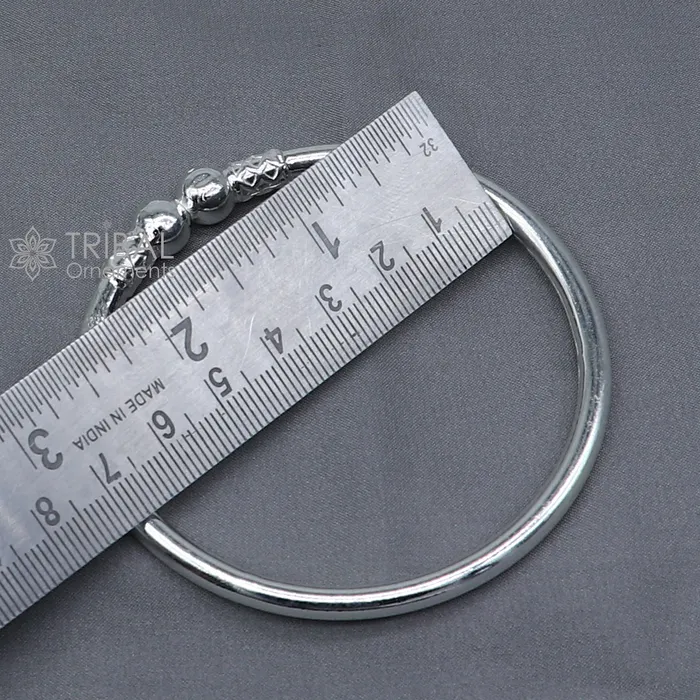 TRIBAL ORNAMENTS Bracelets 925 sterling silver handmade plain Ball design bangle bracelet kada jewelry unique ball kada bangle for girls nba432