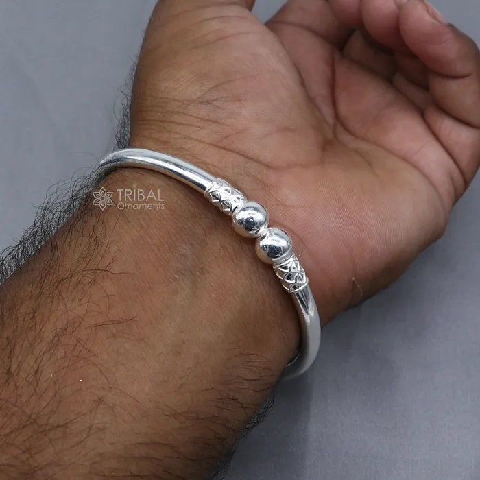 TRIBAL ORNAMENTS Bracelets 925 sterling silver handmade plain Ball design bangle bracelet kada jewelry unique ball kada bangle for girls nba432