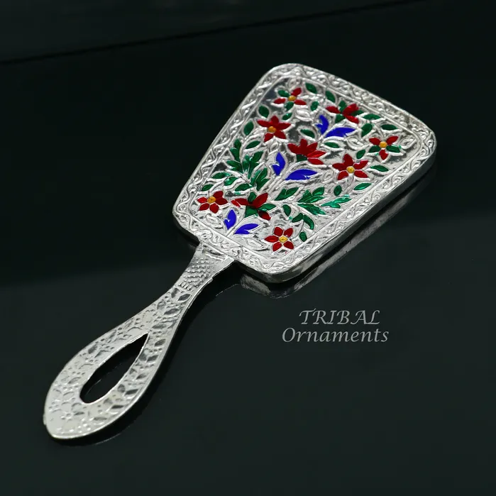 TRIBAL ORNAMENTS Earrings 925 sterling silver handmade fabulous vintage style handmade mirror frame amazing royal brides gifting article from india sf18 TRIBAL ORNAMENTS Earrings 925 sterling silver handmade fabulous vintage style handmade mirror frame amazing royal brides gifting article from india sf18