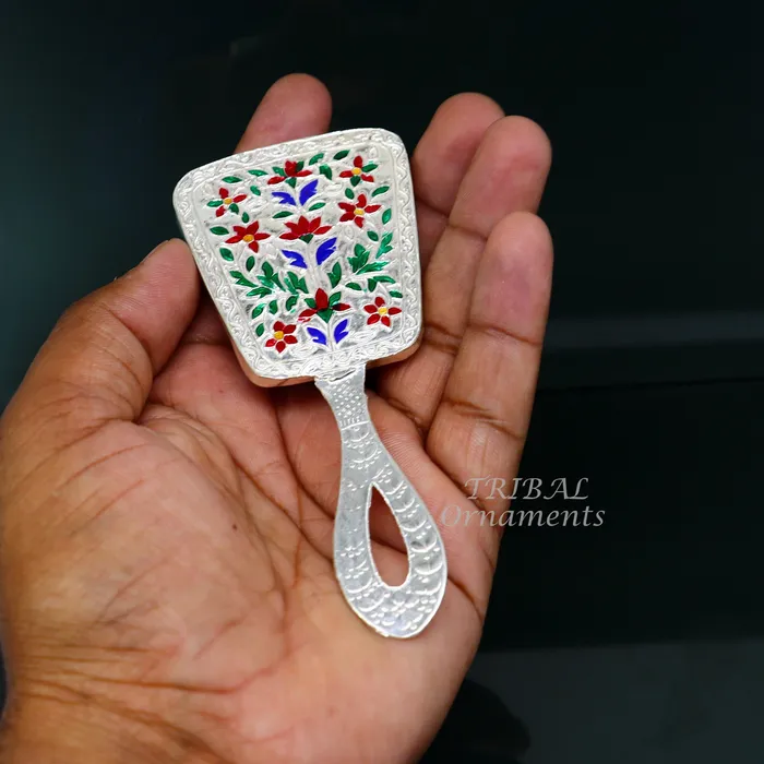 TRIBAL ORNAMENTS Earrings 925 sterling silver handmade fabulous vintage style handmade mirror frame amazing royal brides gifting article from india sf18