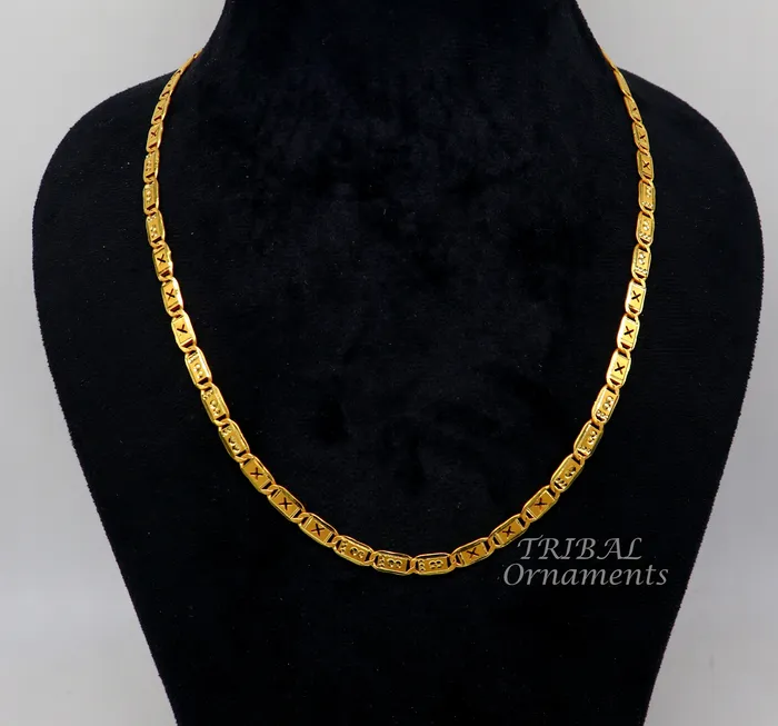 TRIBAL ORNAMENTS Necklaces 22kt yellow gold royal nawabi baht chain bar chain fabulous customized mens chain mens personalized gifting chain necklace india ch573 TRIBAL ORNAMENTS Necklaces 22kt yellow gold royal nawabi baht chain bar chain fabulous customized mens chain mens personalized gifting chain necklace india ch573