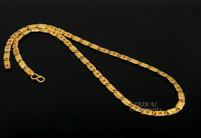 TRIBAL ORNAMENTS Necklaces 22kt yellow gold royal nawabi baht chain bar chain fabulous customized mens chain mens personalized gifting chain necklace india ch573 TRIBAL ORNAMENTS Necklaces 22kt yellow gold royal nawabi baht chain bar chain fabulous customized mens chain mens personalized gifting chain necklace india ch573