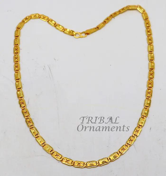 TRIBAL ORNAMENTS Necklaces 22kt yellow gold royal nawabi baht chain bar chain fabulous customized mens chain mens personalized gifting chain necklace india ch573 TRIBAL ORNAMENTS Necklaces 22kt yellow gold royal nawabi baht chain bar chain fabulous customized mens chain mens personalized gifting chain necklace india ch573