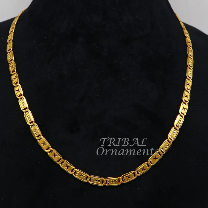 TRIBAL ORNAMENTS Necklaces 22kt yellow gold royal nawabi baht chain bar chain fabulous customized mens chain mens personalized gifting chain necklace india ch573 TRIBAL ORNAMENTS Necklaces 22kt yellow gold royal nawabi baht chain bar chain fabulous customized mens chain mens personalized gifting chain necklace india ch573
