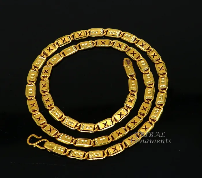 TRIBAL ORNAMENTS Necklaces 22kt yellow gold royal nawabi baht chain bar chain fabulous customized mens chain mens personalized gifting chain necklace india ch573 TRIBAL ORNAMENTS Necklaces 22kt yellow gold royal nawabi baht chain bar chain fabulous customized mens chain mens personalized gifting chain necklace india ch573