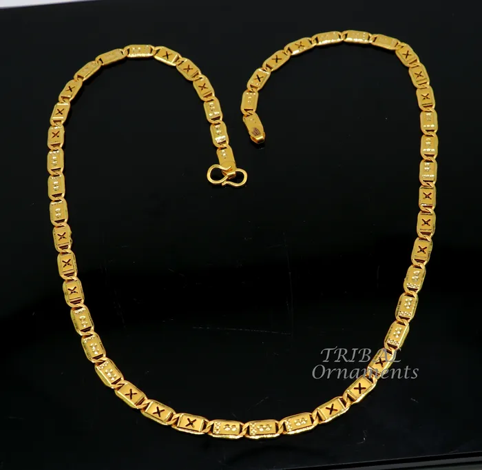 TRIBAL ORNAMENTS Necklaces 22kt yellow gold royal nawabi baht chain bar chain fabulous customized mens chain mens personalized gifting chain necklace india ch573 TRIBAL ORNAMENTS Necklaces 22kt yellow gold royal nawabi baht chain bar chain fabulous customized mens chain mens personalized gifting chain necklace india ch573