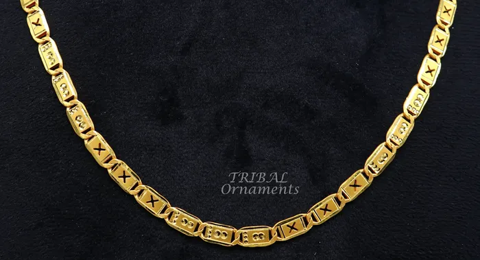 TRIBAL ORNAMENTS Necklaces 22kt yellow gold royal nawabi baht chain bar chain fabulous customized mens chain mens personalized gifting chain necklace india ch573 TRIBAL ORNAMENTS Necklaces 22kt yellow gold royal nawabi baht chain bar chain fabulous customized mens chain mens personalized gifting chain necklace india ch573