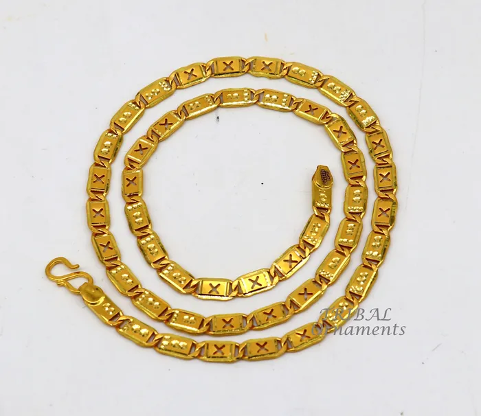 TRIBAL ORNAMENTS Necklaces 22kt yellow gold royal nawabi baht chain bar chain fabulous customized mens chain mens personalized gifting chain necklace india ch573 TRIBAL ORNAMENTS Necklaces 22kt yellow gold royal nawabi baht chain bar chain fabulous customized mens chain mens personalized gifting chain necklace india ch573