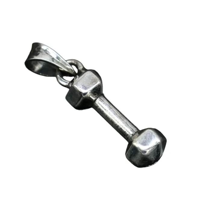 TRIBAL ORNAMENTS Necklaces Elegant 925 sterling silver unique barbell dumbbell pendant excellent design stylish unisex pendant jewelry from India ssp1720