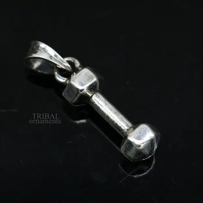 TRIBAL ORNAMENTS Necklaces Elegant 925 sterling silver unique barbell dumbbell pendant excellent design stylish unisex pendant jewelry from India ssp1720