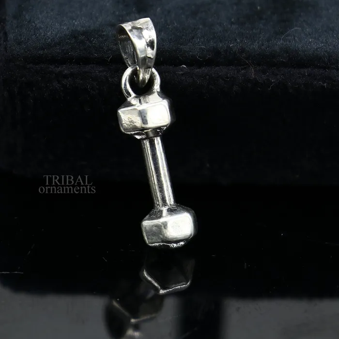 TRIBAL ORNAMENTS Necklaces Elegant 925 sterling silver unique barbell dumbbell pendant excellent design stylish unisex pendant jewelry from India ssp1720