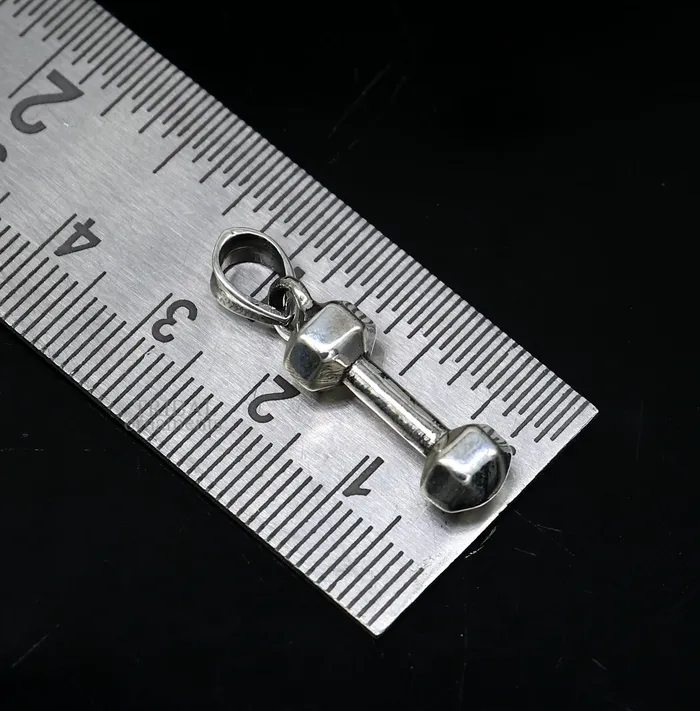 TRIBAL ORNAMENTS Necklaces Elegant 925 sterling silver unique barbell dumbbell pendant excellent design stylish unisex pendant jewelry from India ssp1720