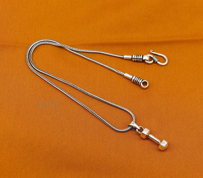 TRIBAL ORNAMENTS Necklaces Elegant 925 sterling silver unique barbell dumbbell pendant excellent design stylish unisex pendant jewelry from India ssp1720