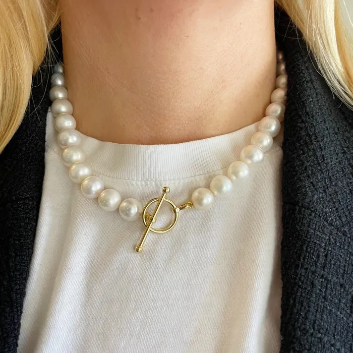 1112mm Freshwater Pearl 14K Gold Toggle Clasp Necklace Croghans Necklaces