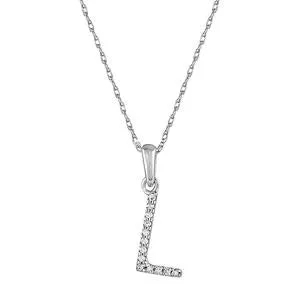 14K White Gold Diamond L Initial Pendant Necklace Meierotto Jewelers Necklaces 14K White Gold Diamond L Initial Pendant Necklace Meierotto Jewelers Necklaces