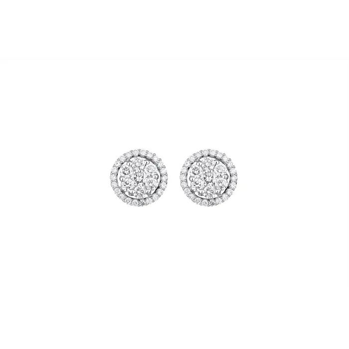 14K White Gold Round Diamond Cluster Stud Earrings with Diamond Halo Meierotto Jewelers Earrings 14K White Gold Round Diamond Cluster Stud Earrings with Diamond Halo Meierotto Jewelers Earrings