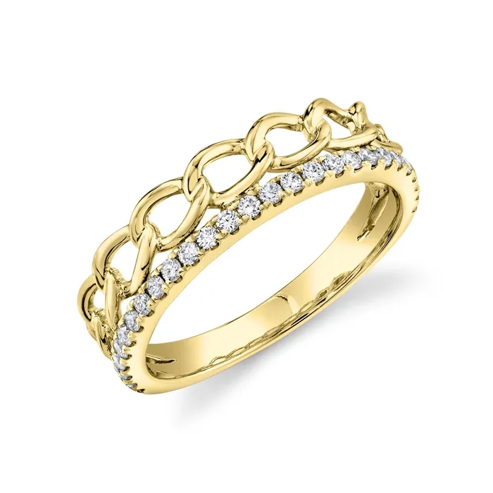 14K Yellow Gold Diamond Link Ring Meierotto Jewelers Rings