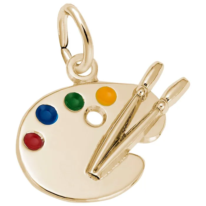 14K Yellow Gold Petite Artist Palette Charm Croghans Charm Necklaces