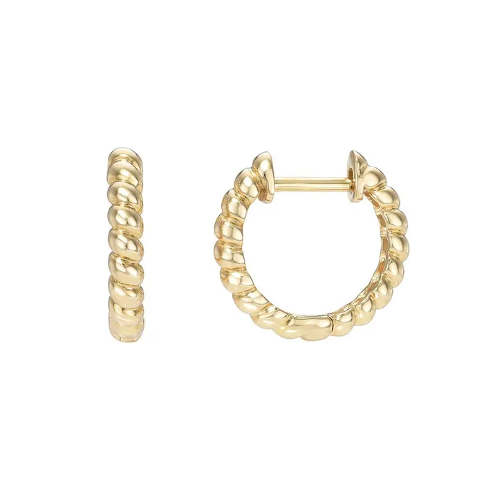 14K Yellow Gold Twist Huggie Earrings Croghans Earrings