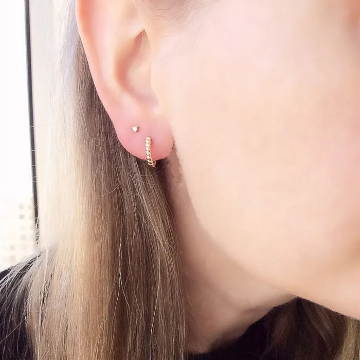 14K Yellow Gold Twist Huggie Earrings Croghans Earrings