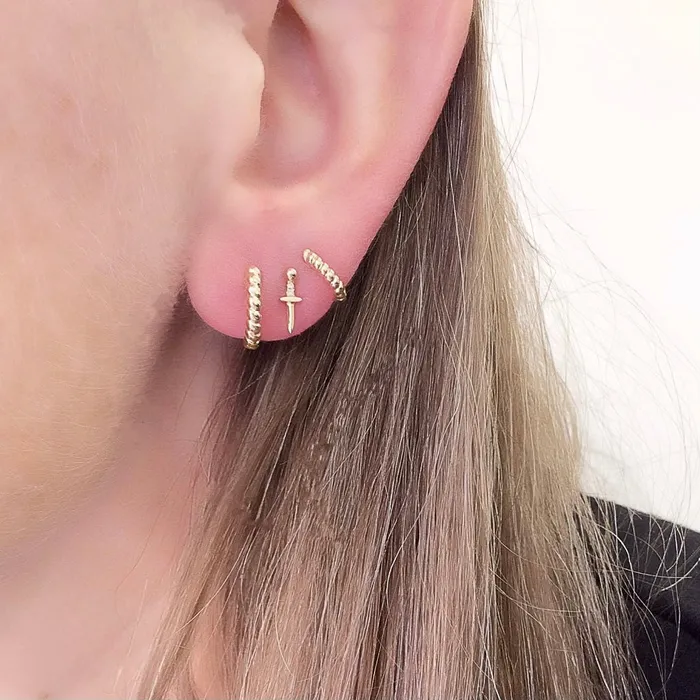 14K Yellow Gold Twist Huggie Earrings Croghans Earrings