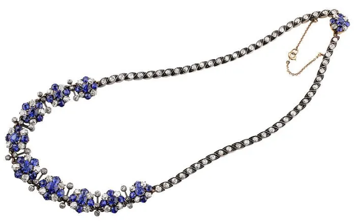 18k White Gold Antique Sapphire Necklace AGL Certified CJ Charles Jewelers Necklaces 18k White Gold Antique Sapphire Necklace AGL Certified CJ Charles Jewelers Necklaces