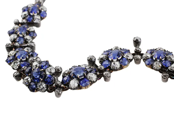 18k White Gold Antique Sapphire Necklace AGL Certified CJ Charles Jewelers Necklaces 18k White Gold Antique Sapphire Necklace AGL Certified CJ Charles Jewelers Necklaces