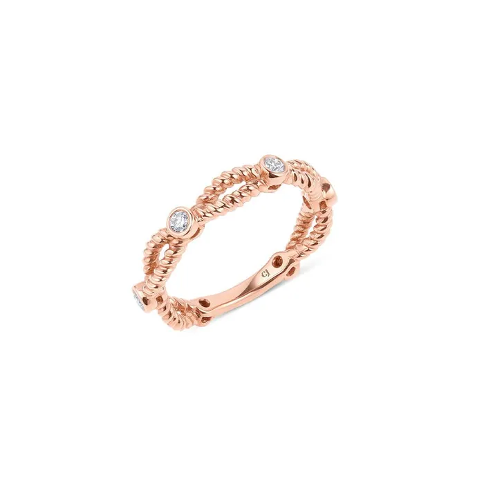 18kt Rose Gold 4 Diamond Twist Band CJ Charles Jewelers Rings