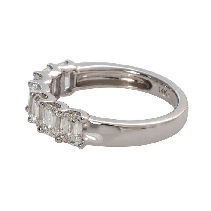 210ctw EmeraldCut Diamond 7Stone 14K White Gold Band Croghans Rings