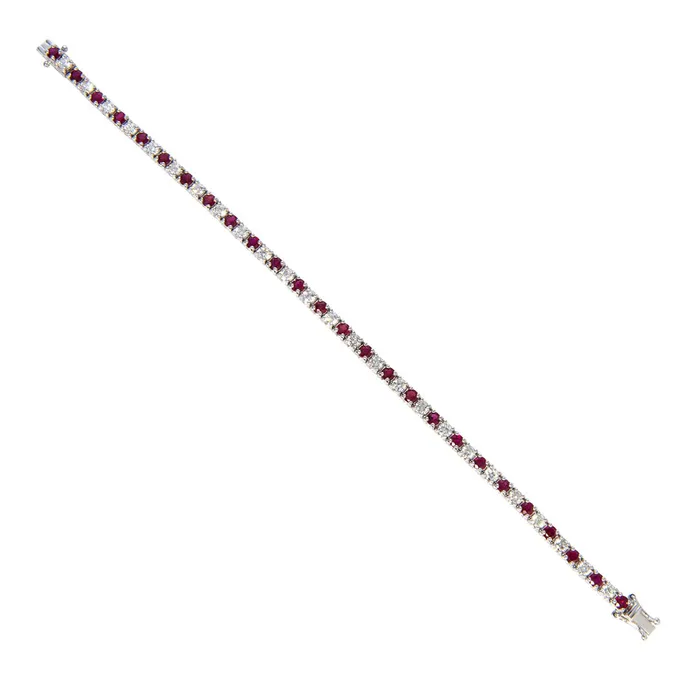 39ct Ruby 25ct Diamond 14K White Gold Tennis Bracelet Croghans Bracelets