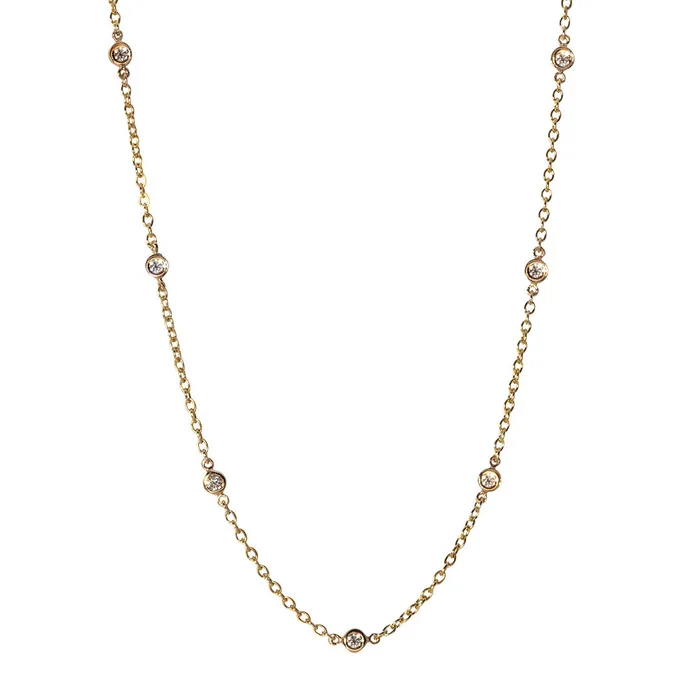 80ctw Diamond by the Yard 14 Station 14K Yellow Gold Necklace Croghans Necklaces