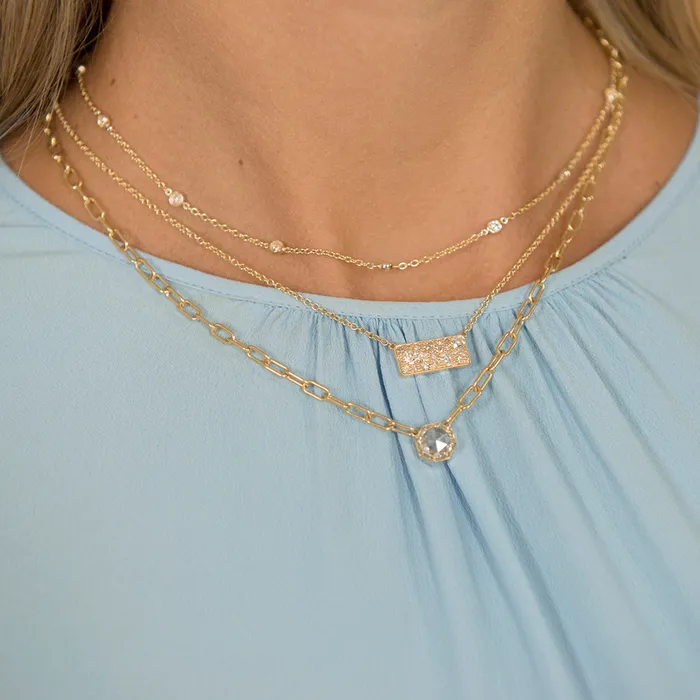 80ctw Diamond by the Yard 14 Station 14K Yellow Gold Necklace Croghans Necklaces