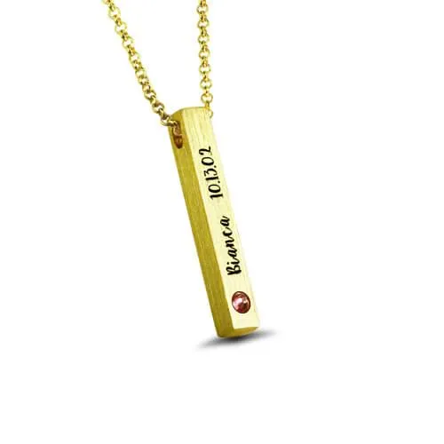 Belbren Necklaces Custom Engraved Sterling Silver 4Sided Bar Necklace with Birthstone Perfect Mothers Day Gift Belbren Necklaces Custom Engraved Sterling Silver 4Sided Bar Necklace with Birthstone Perfect Mothers Day Gift