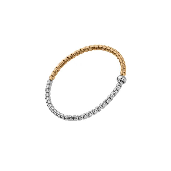 Bracelets Fope 18K White and Yellow Gold Eka Collection Diamond Bracelet Small Size FOPE Bracelets Fope 18K White and Yellow Gold Eka Collection Diamond Bracelet Small Size FOPE