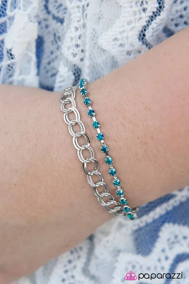 Bracelets Paparazzi Bracelet Double Time Blue Paparazzi Jewelry