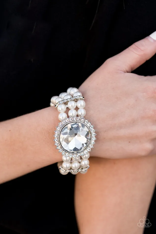 Bracelets Paparazzi Bracelet Speechless Sparkle White Paparazzi Jewelry