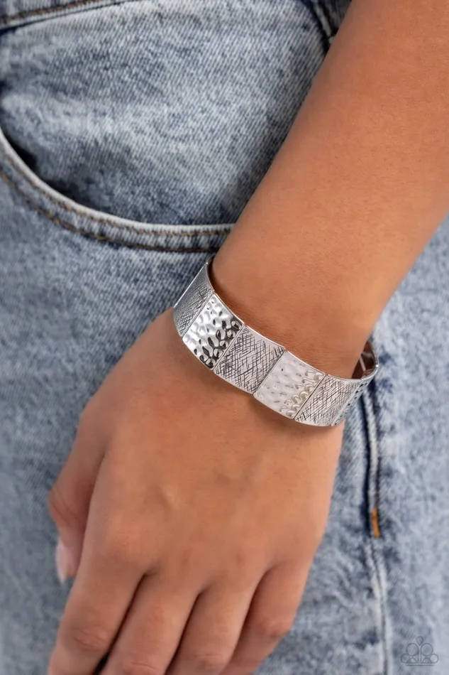 Bracelets Paparazzi Bracelet Textured Traveler Silver Paparazzi Jewelry