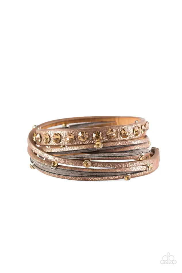 Bracelets Paparazzi Jewelry Paparazzi Bracelet CATWALK It Off Brown