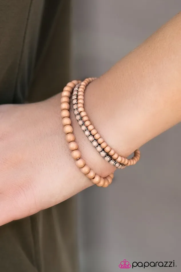 Bracelets Paparazzi Jewelry Paparazzi Bracelet Pretty and Prim Brown