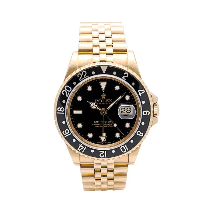 Bracelets Preowned Rolex Rolex GMTMaster II Yellow Gold Black Dial Jubilee Bracelet 40mm Preowned