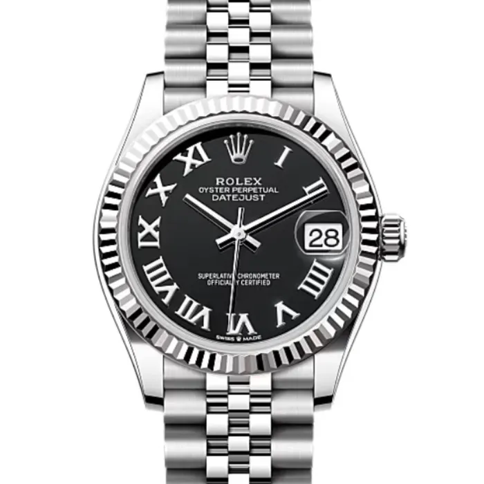 Bracelets Rolex Datejust 31mm Ref 2782740002 Black Roman Dial Stainless Steel Jubilee Bracelet Womens Watch Rolex