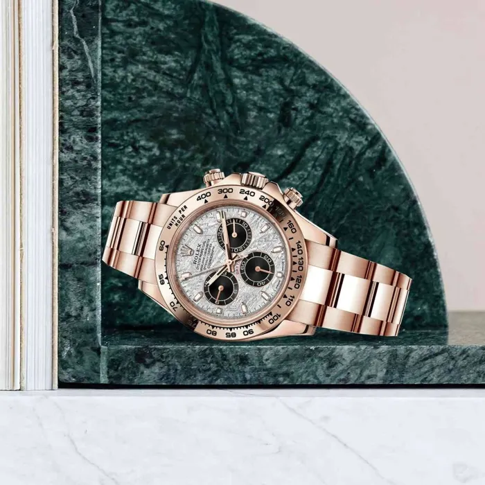 Bracelets Rolex Rolex Cosmograph Daytona 40mm Ref 1165050014 Meteorite Black Index Dial 18K Rose Gold Oyster Bracelet Mens Watch