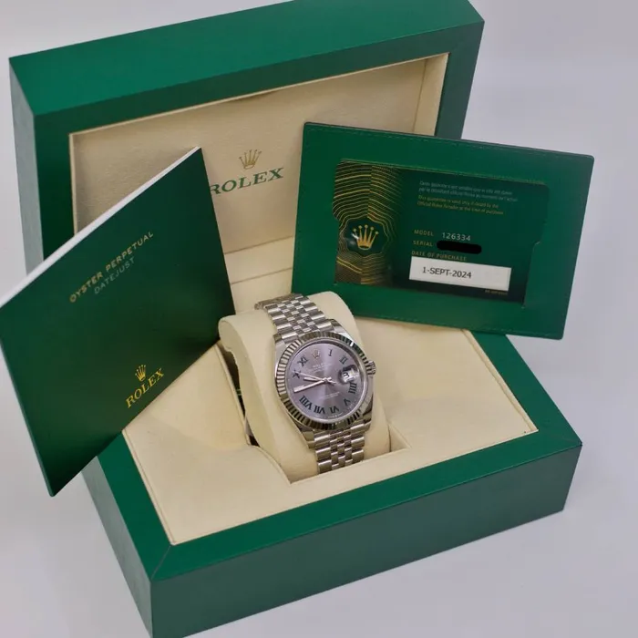 Bracelets Rolex Rolex Datejust Wimbledon 41mm Ref 1263340022 Slate Grey Dial Stainless Steel Jubilee Bracelet Mens Watch