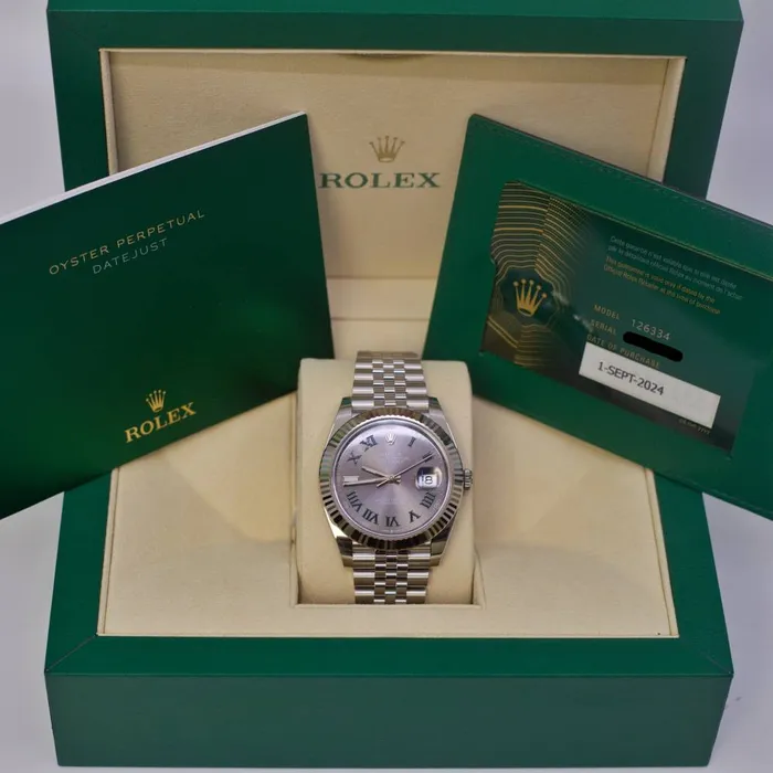 Bracelets Rolex Rolex Datejust Wimbledon 41mm Ref 1263340022 Slate Grey Dial Stainless Steel Jubilee Bracelet Mens Watch
