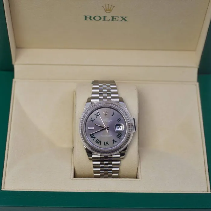 Bracelets Rolex Rolex Datejust Wimbledon 41mm Ref 1263340022 Slate Grey Dial Stainless Steel Jubilee Bracelet Mens Watch