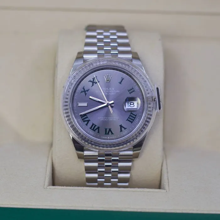 Bracelets Rolex Rolex Datejust Wimbledon 41mm Ref 1263340022 Slate Grey Dial Stainless Steel Jubilee Bracelet Mens Watch