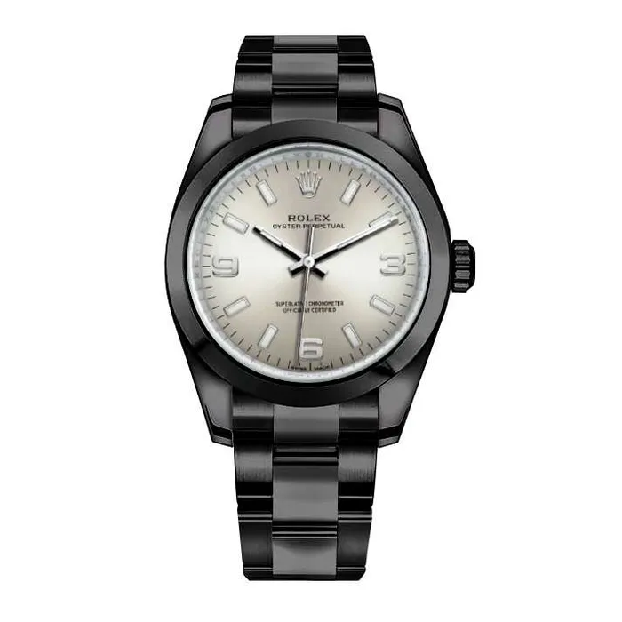 Bracelets Rolex Rolex Oyster Perpetual 34mm Ref 1142000019pvd Silver Stick Dial Black PVD Stainless Steel Oyster Bracelet Watch Bracelets Rolex Rolex Oyster Perpetual 34mm Ref 1142000019pvd Silver Stick Dial Black PVD Stainless Steel Oyster Bracelet Watch