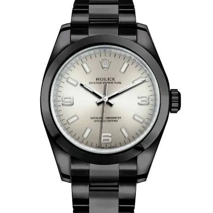 Bracelets Rolex Rolex Oyster Perpetual 34mm Ref 1142000019pvd Silver Stick Dial Black PVD Stainless Steel Oyster Bracelet Watch Bracelets Rolex Rolex Oyster Perpetual 34mm Ref 1142000019pvd Silver Stick Dial Black PVD Stainless Steel Oyster Bracelet Watch