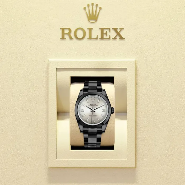 Bracelets Rolex Rolex Oyster Perpetual 34mm Ref 1142000019pvd Silver Stick Dial Black PVD Stainless Steel Oyster Bracelet Watch Bracelets Rolex Rolex Oyster Perpetual 34mm Ref 1142000019pvd Silver Stick Dial Black PVD Stainless Steel Oyster Bracelet Watch